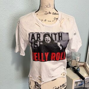 Jelly Roll cropped Graphic Short Sleeve Tee in White